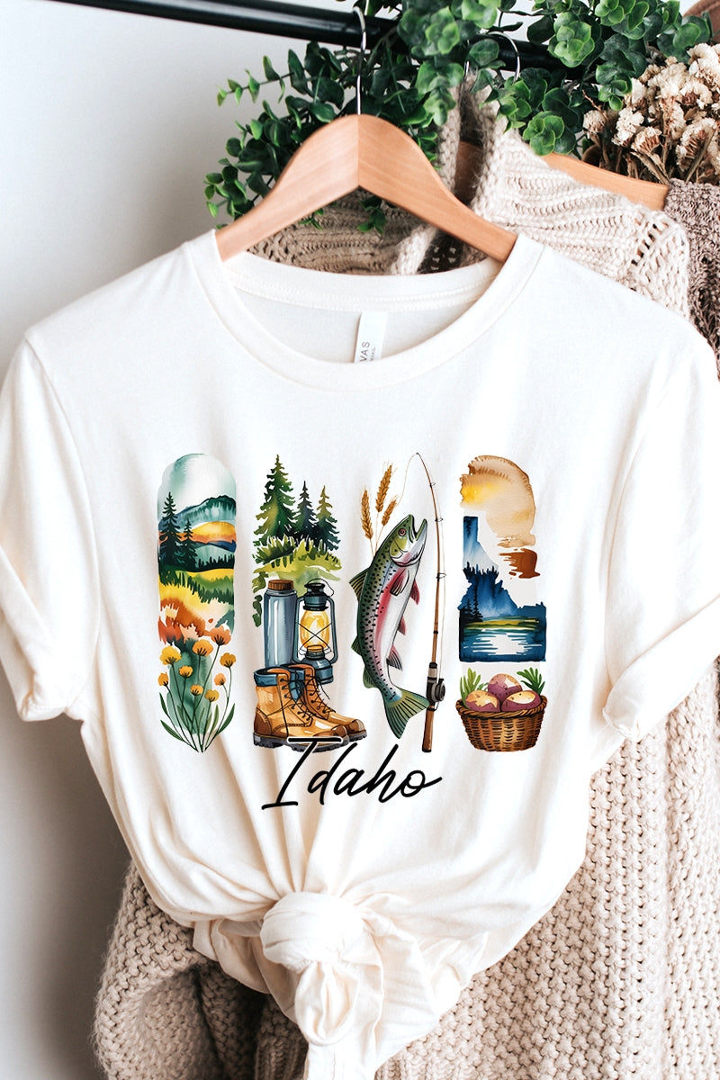 US3001-E3061ID Idaho State Brushstroke Graphic Tee $12.5