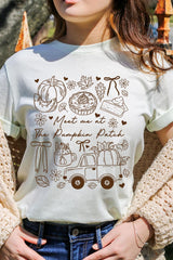 US3001-E3163 Pumpkin Patch Doodle Graphic Tee $12.5