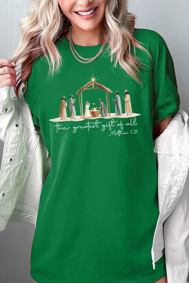 5000P-E3183 Nativity Gift Graphic Plus Heavy Cotton Tee $12.75