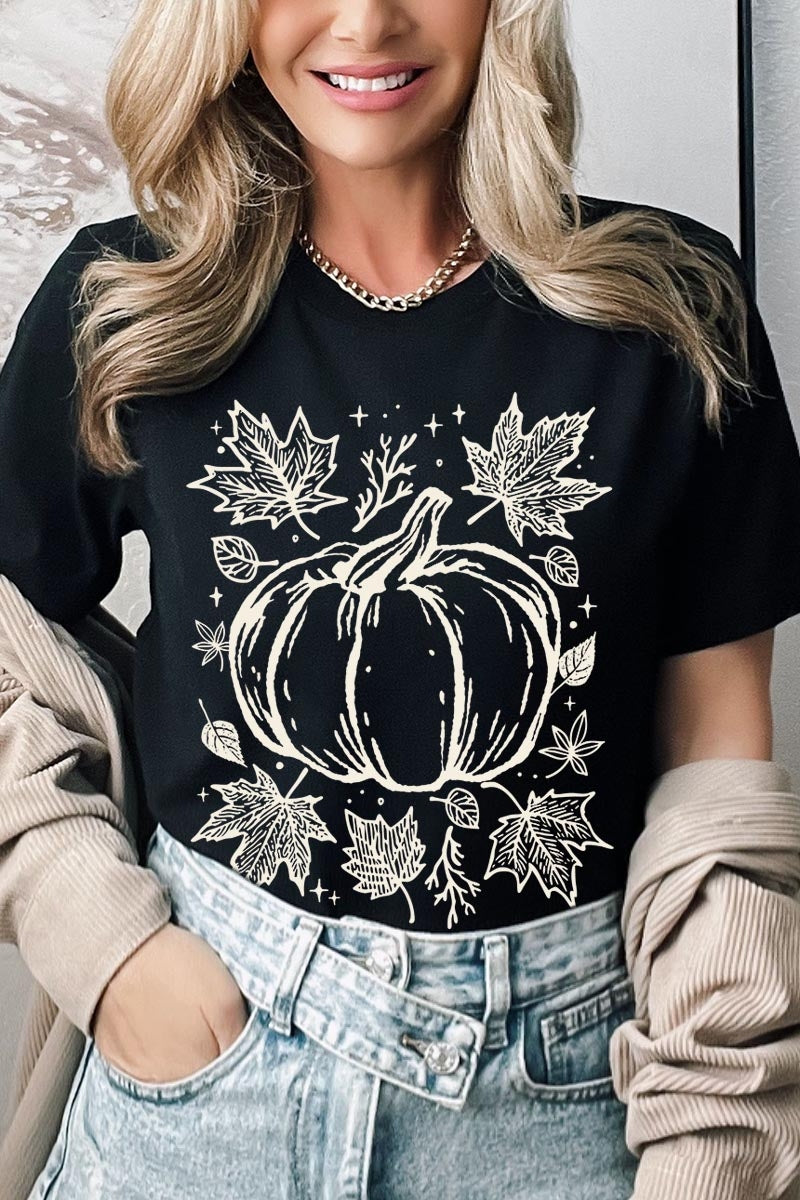 US3001-E3162 Fall Pumpkin Graphic Tee $12.5