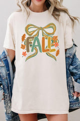 5000-E3121 Fall Brushstroke Bow Graphic Heavy Cotton Tee $9