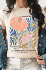 US3001P-E3067 Consider the Wildflowers Graphic Plus Tee $16