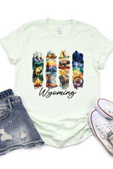 US3001P-E3061WY Wyoming State Brushstroke Graphic Plus Tee $16