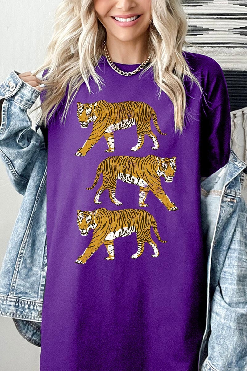 5000-E3104 Retro Tigers Graphic Heavy Cotton Tee $9