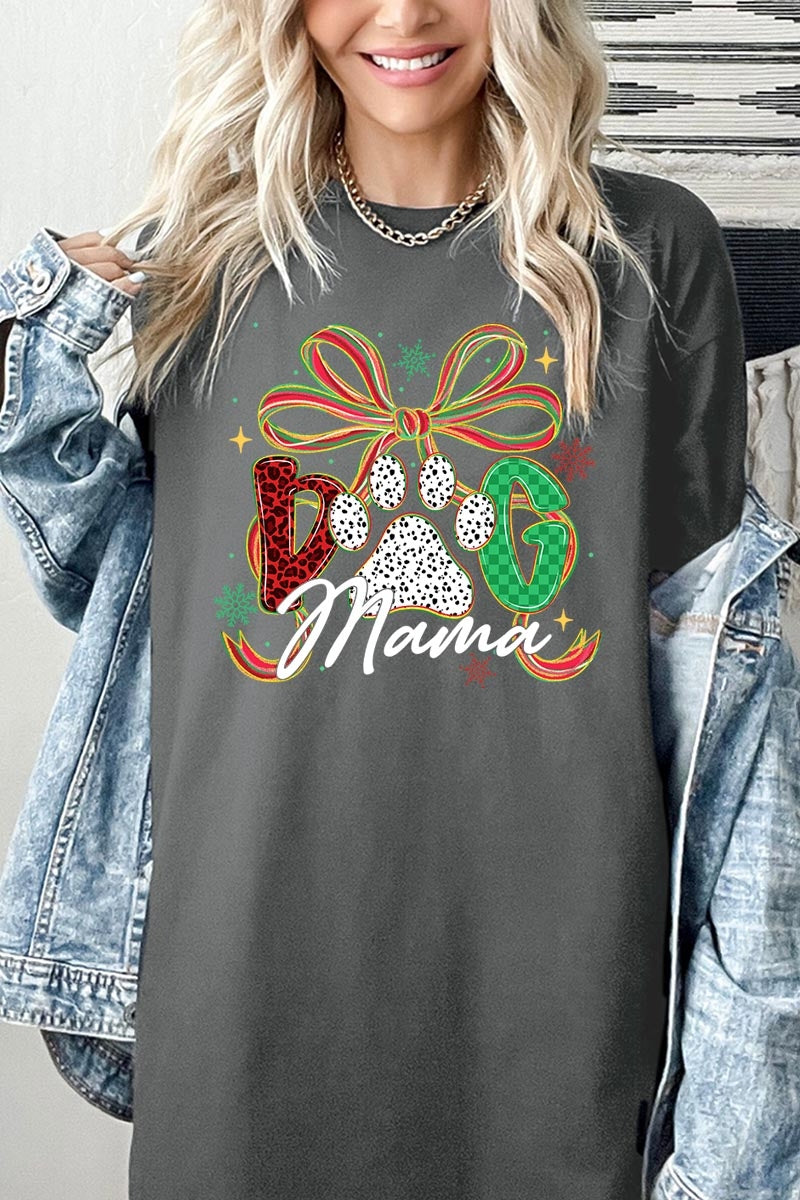 5000P-E3194 Dog Mama Christmas Paw Graphic Plus Heavy Cotton Tee $12.75