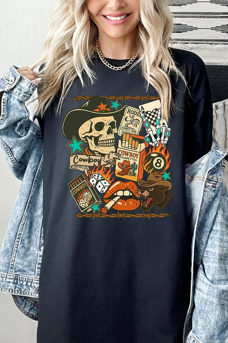 5000-E3096 Vintage Western Collage Graphic Heavy Cotton Tee $9