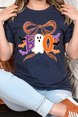US3001P-E3120 Boo Brushstroke Bow Graphic Plus Tee $16