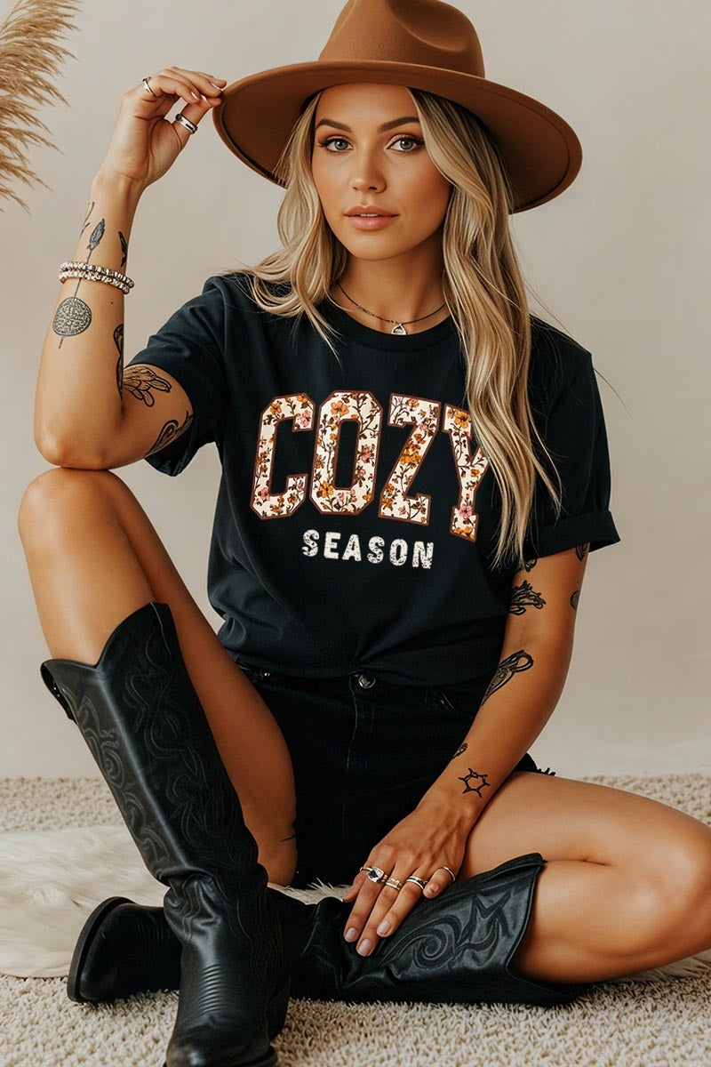 5000P-E3082 Cozy Season Graphic Plus Heavy Cotton Tee $12.75