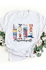 US3001-E3061MA Massachusetts State Brushstroke Graphic Tee $12.5