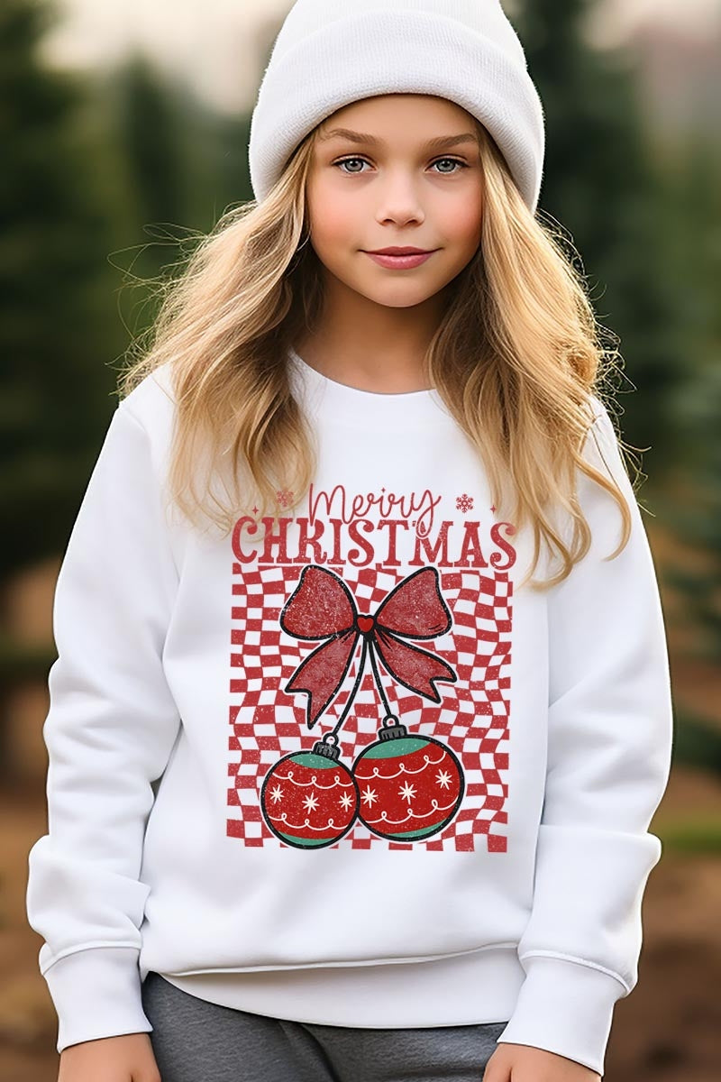 UL180B-E3196Z Cherry Ornament Christmas Kids Graphic Sweatshirt $20