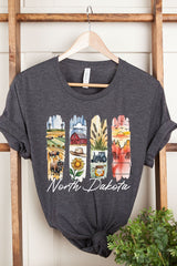 US3001-E3061ND North Dakota State Brushstroke Graphic Tee $12.5