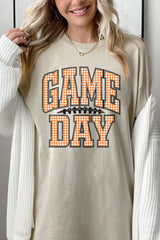 5000-E3129 Orange Gingham Game Day Graphic Heavy Cotton Tee $9