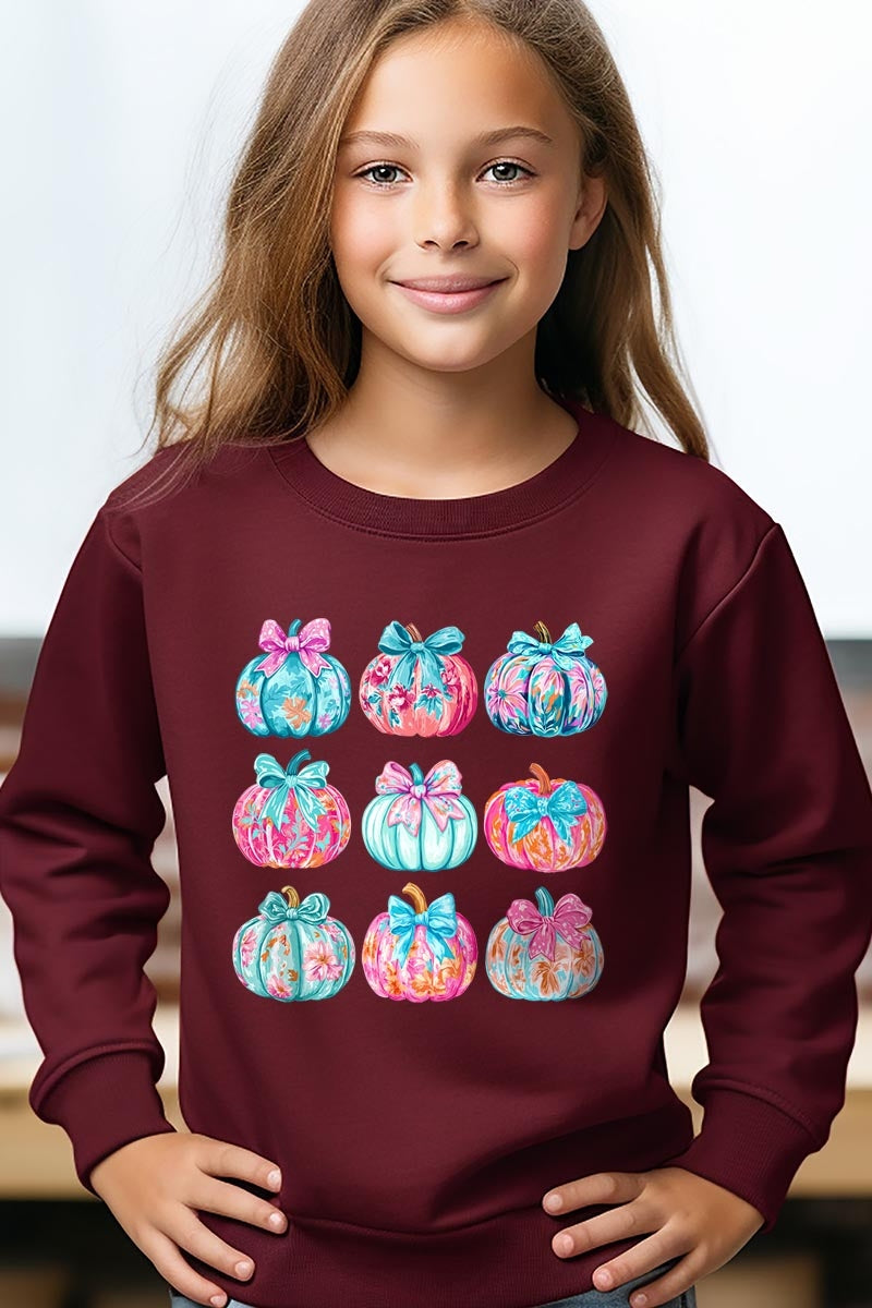 UL180B-E3137Z Coquette Pumpkin Kids Graphic Sweatshirt $20