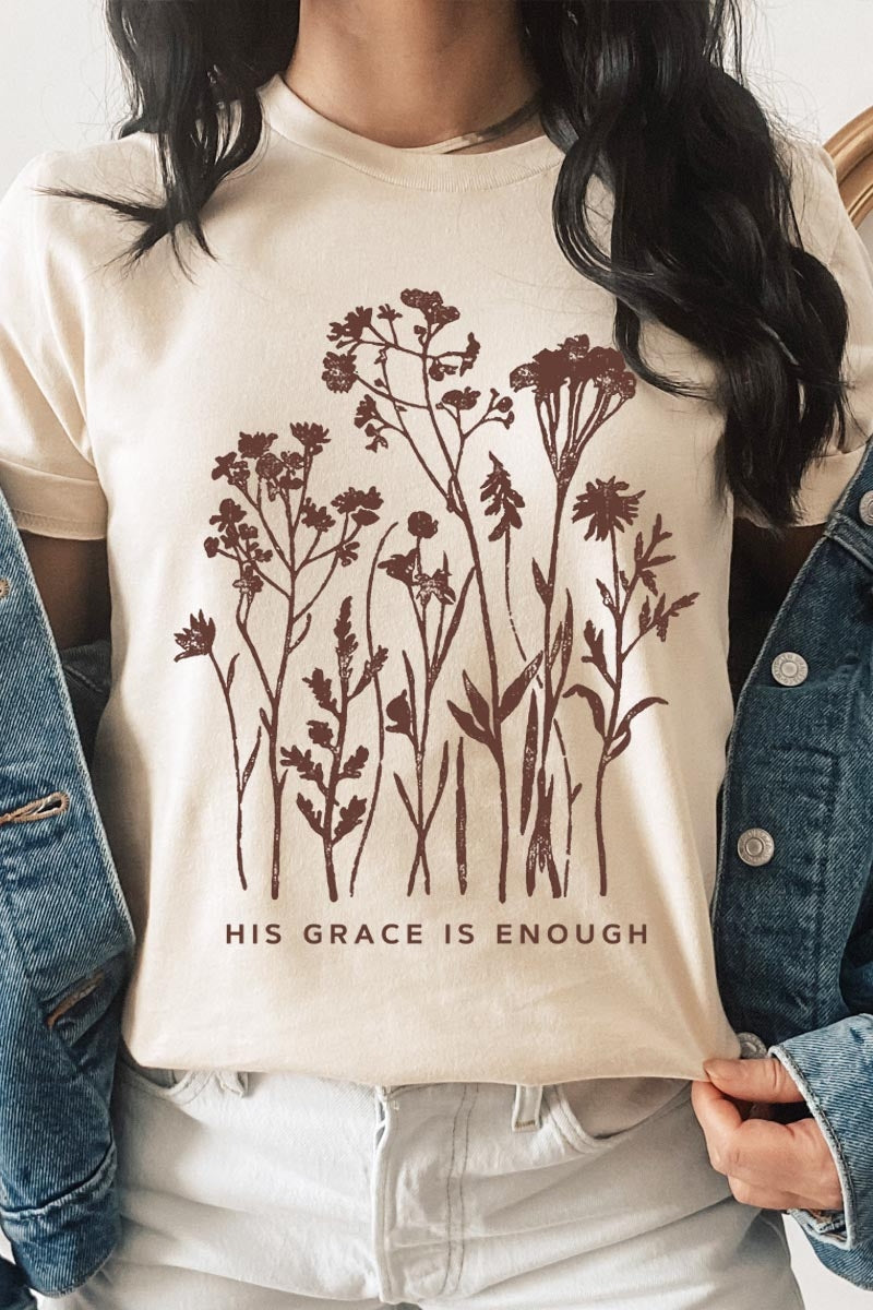US3001P-E3146 Christian Wildflower Graphic Plus Tee $16