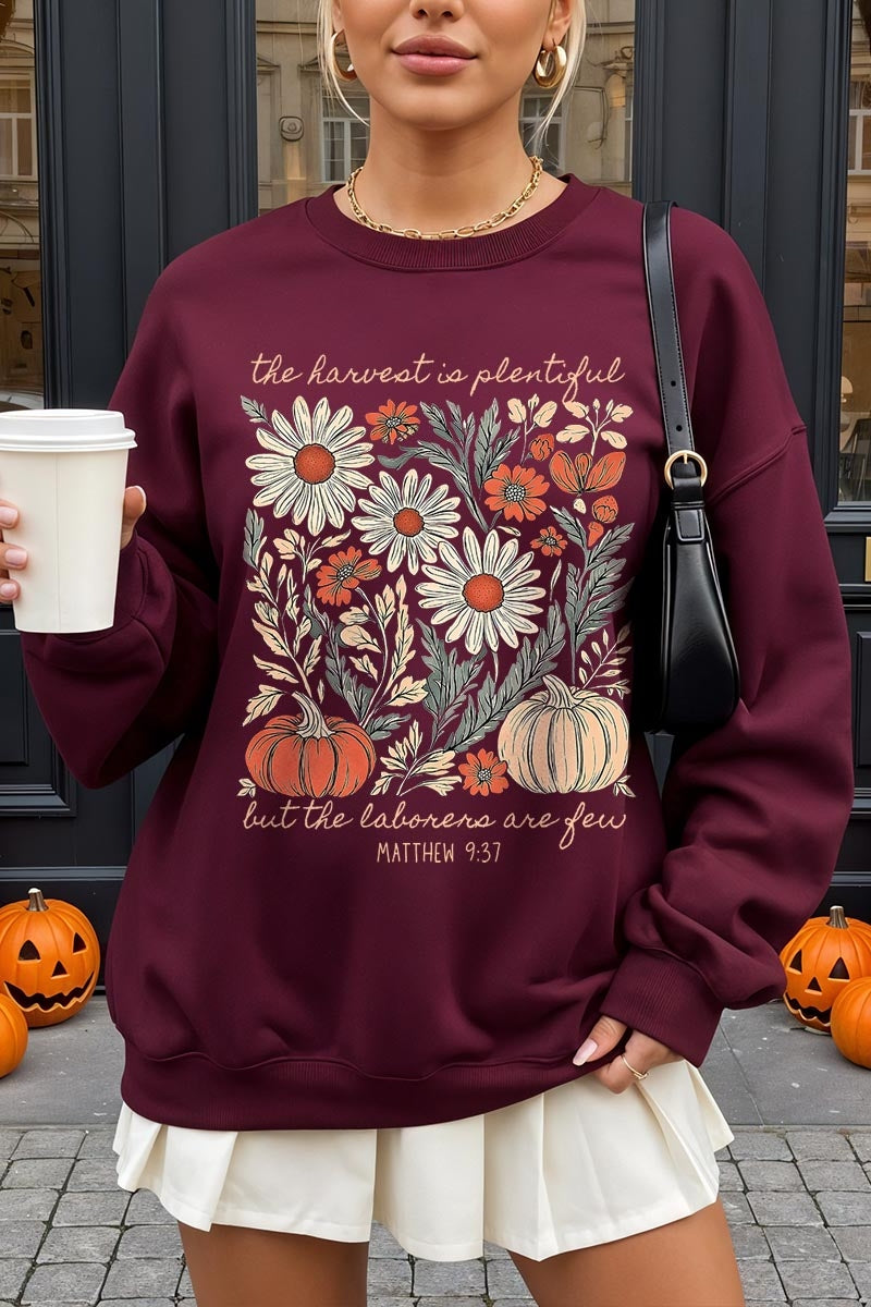 UL180P-E3173 Faith Harvest Graphic Plus Sweatshirt $25
