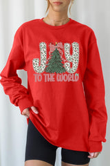 UL240-E3213 Joy to the World Graphic Long Sleeve Tee $13.75