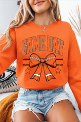 UL180-E3064 Orange Game Day Football Bow Graphic Sweatshirt $20