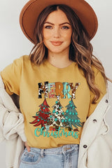 US3001-E3200 Merry Christmas Trees Graphic Tee $12.5