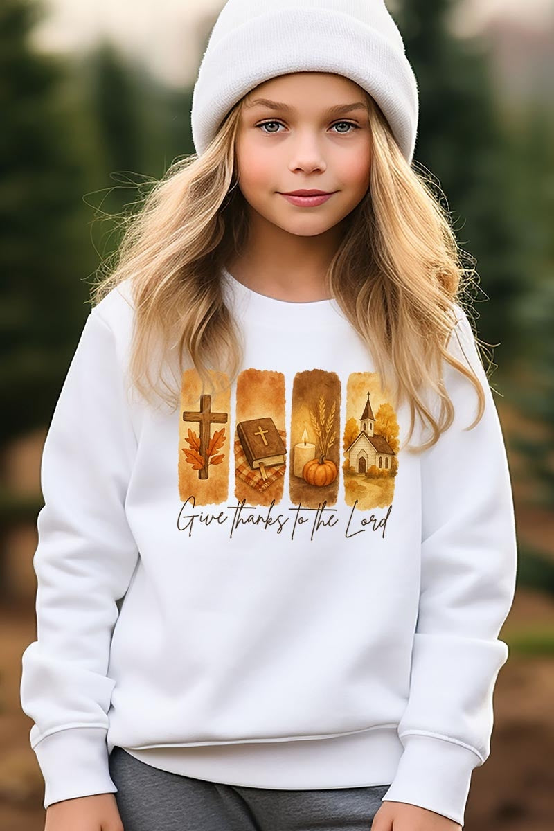 UL180B-E3169Z Give Thanks To The Lord Kids Graphic Sweatshirt $20