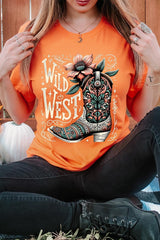 US3001-E3100 Wild West Cowgirl Boot Graphic Tee $12.5