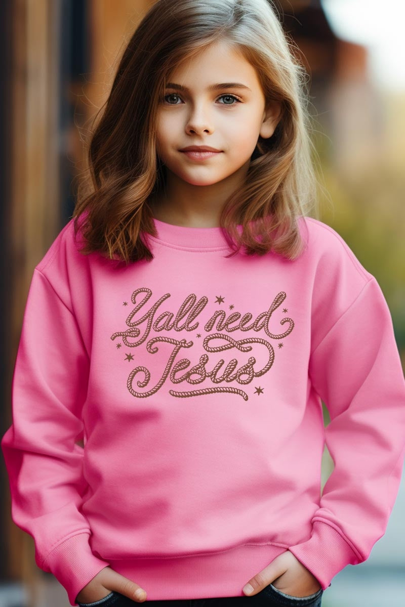 UL180B-E3115Z Y'all Need Jesus Kids Graphic Sweatshirt $20