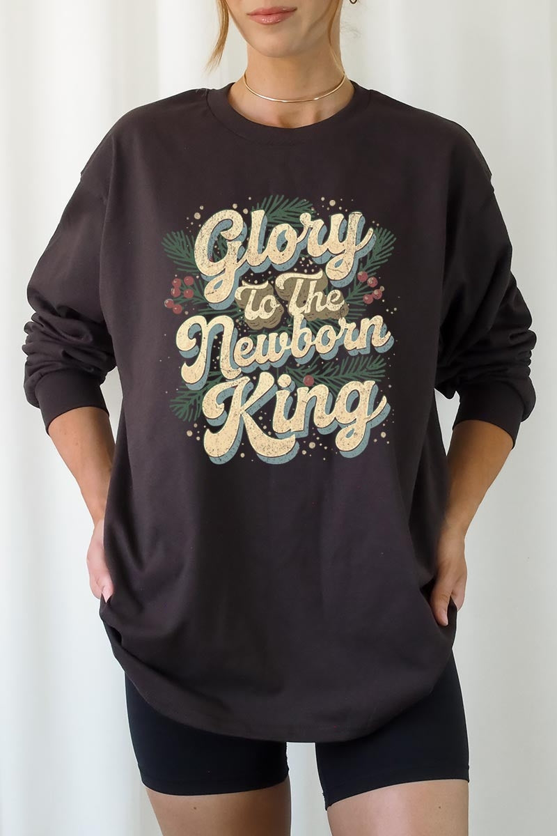 UL240P-E3220 Glory to the Newborn King Graphic Plus Long Sleeve Tee $17
