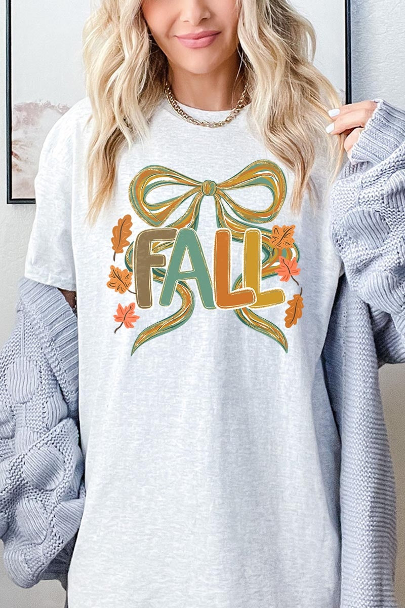 5000P-E3121 Fall Brushstroke Bow Graphic Plus Heavy Cotton Tee $12.75
