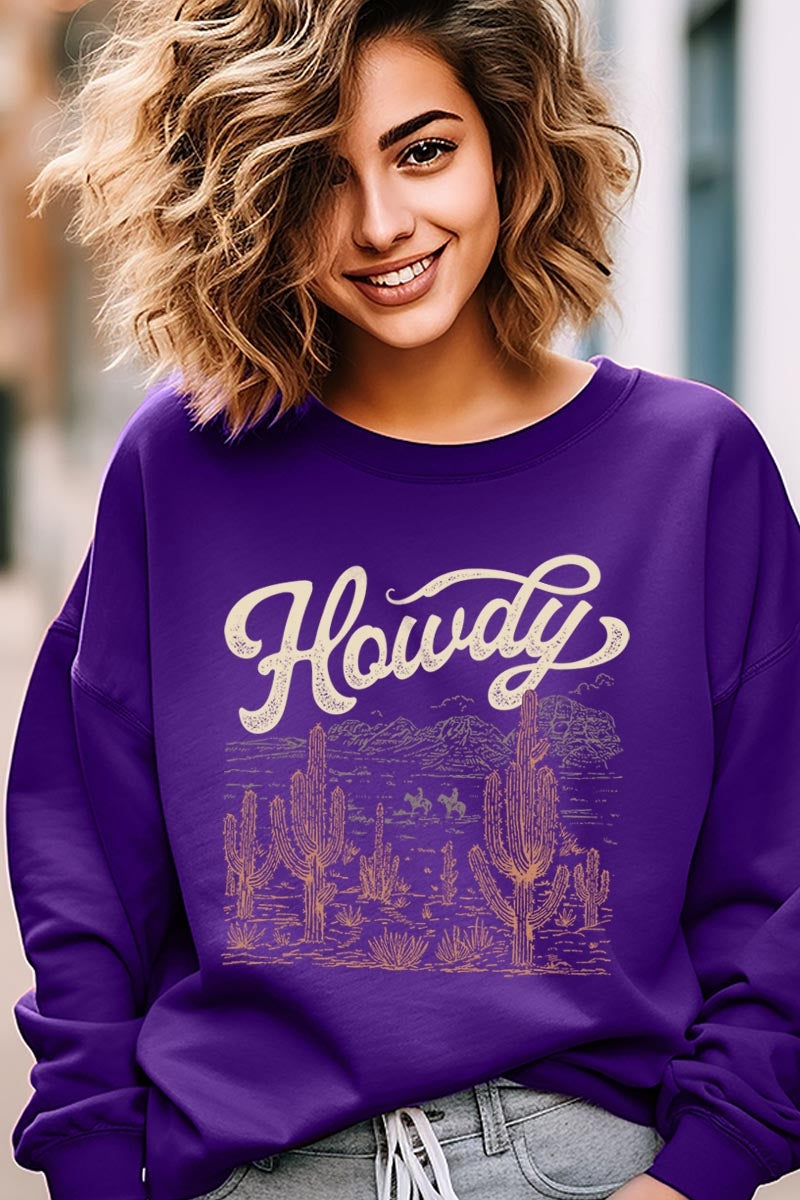 UL180P-E3095 Howdy Desert Western Graphic Plus Sweatshirt $25
