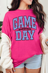 5000P-E3130 Blue Gingham Game Day Plus Heavy Cotton Tee $12.75