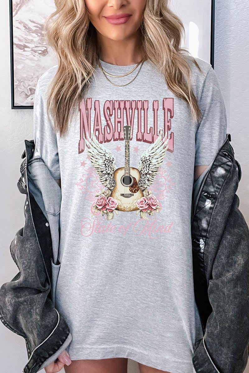 US3001-E3157 Nashville Rose Graphic Tee $12.5