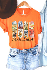 US3001-E3061ND North Dakota State Brushstroke Graphic Tee $12.5