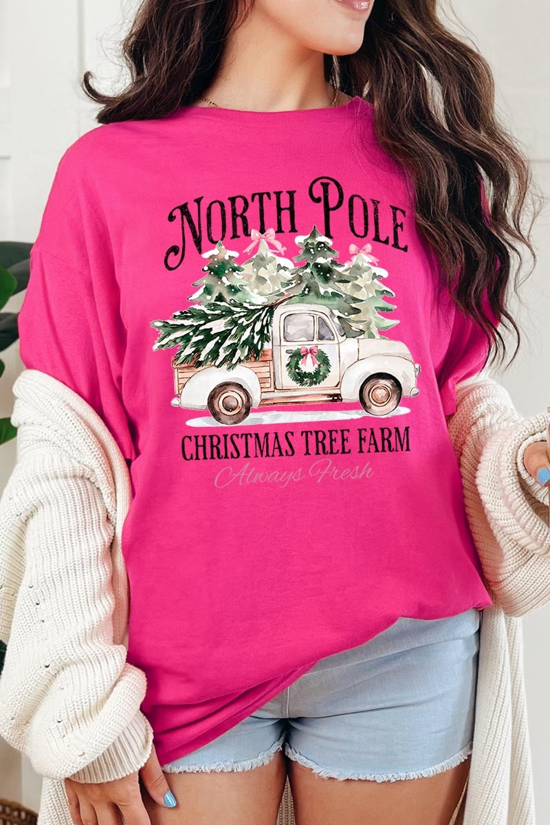 5000P-E3174 North Pole Christmas Graphic Plus Heavy Cotton Tee $12.75