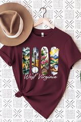 US3001-E3061WV West Virginia State Brushstroke Graphic Tee $12.5