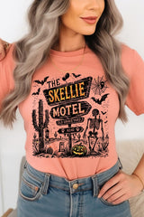 US3001-E3108 Skellie Motel Halloween Graphic Tee $12.5