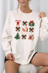 UL240P-E3217 Santa Gifts & Bows Christmas Graphic Plus Long Sleeve Tee $17