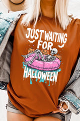 US3001-E3138 Just Waiting For Halloween Graphic Tee $12.5
