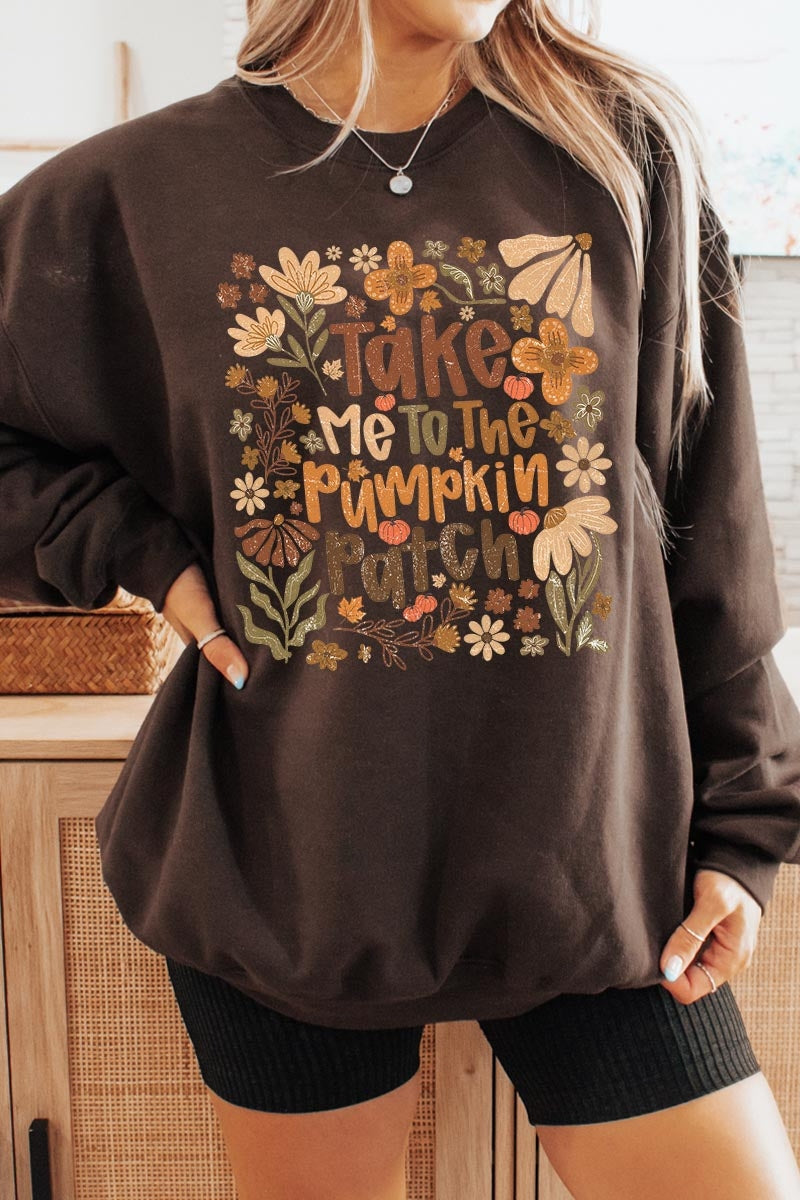 UL180-E3136 Take Me To The Pumpkin Patch Graphic Sweatshirt $20