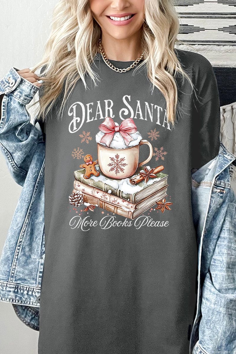 5000P-E3205 Dear Santa Books Graphic Plus Heavy Cotton Tee $12.75