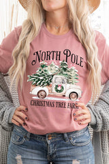 US3001-E3174 North Pole Christmas Graphic Tee $12.5