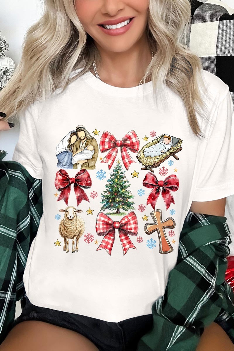 US3001P-E3219 Nativity Scene Christmas Graphic Plus Tee $16