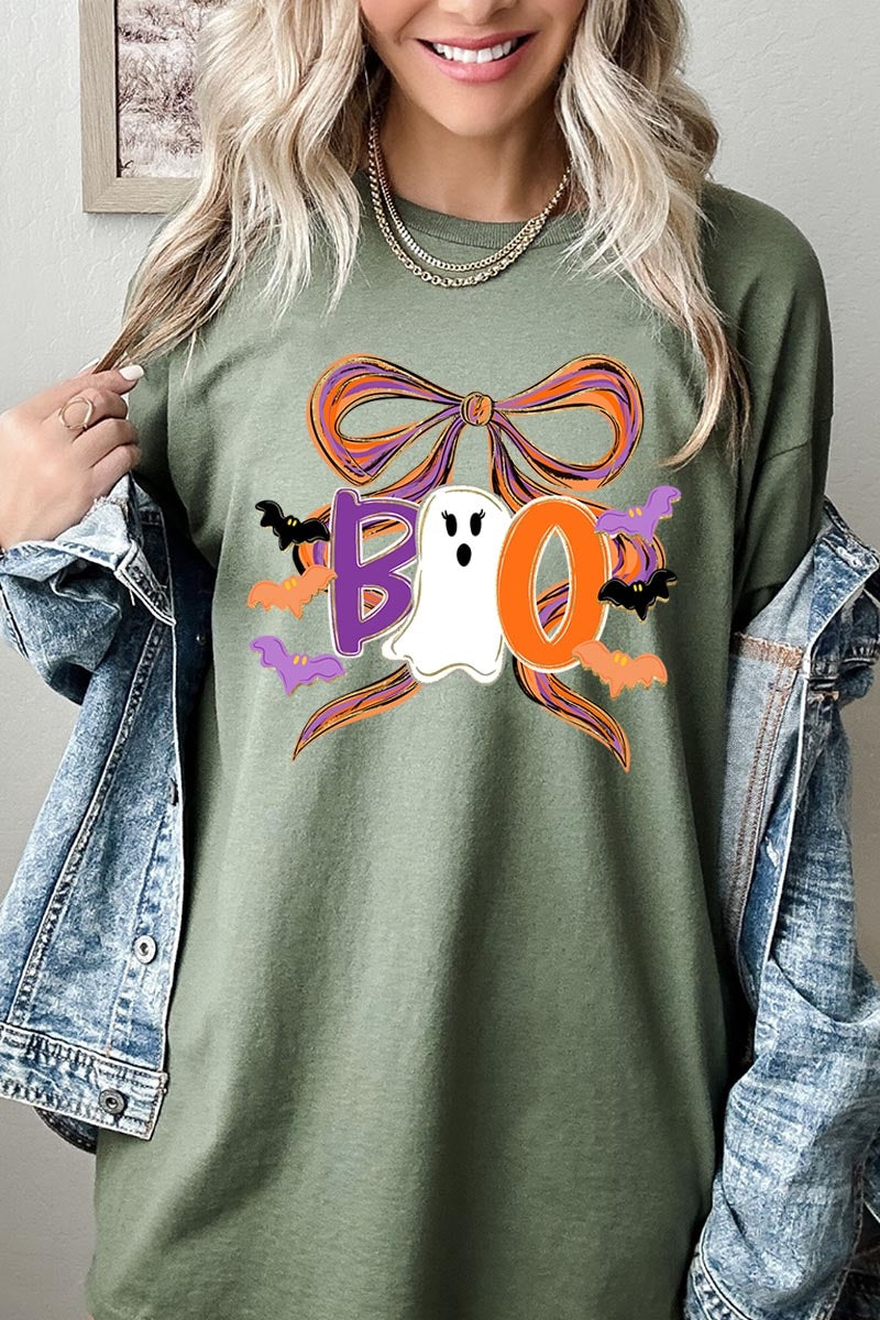 5000P-E3120 Boo Brushstroke Bow Graphic Plus Heavy Cotton Tee $12.75