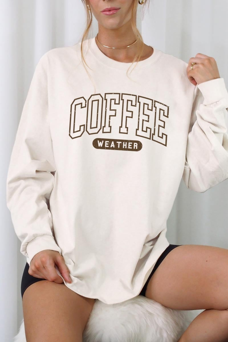 UL240-E3207 Coffee Weather Graphic Long Sleeve Tee $13.75