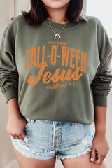 UL180P-E3143 Are You Fall O Ween Jesus Graphic Plus Sweatshirt $25