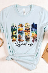US3001-E3061WY Wyoming State Brushstroke Graphic Tee $12.5