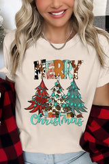 US3001-E3200 Merry Christmas Trees Graphic Tee $12.5