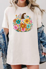 5000-E3118 Floral Pumpkin Graphic Heavy Cotton Tee $9