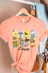 US3001P-E3061KS Kansas State Brushstroke Graphic Plus Tee $16