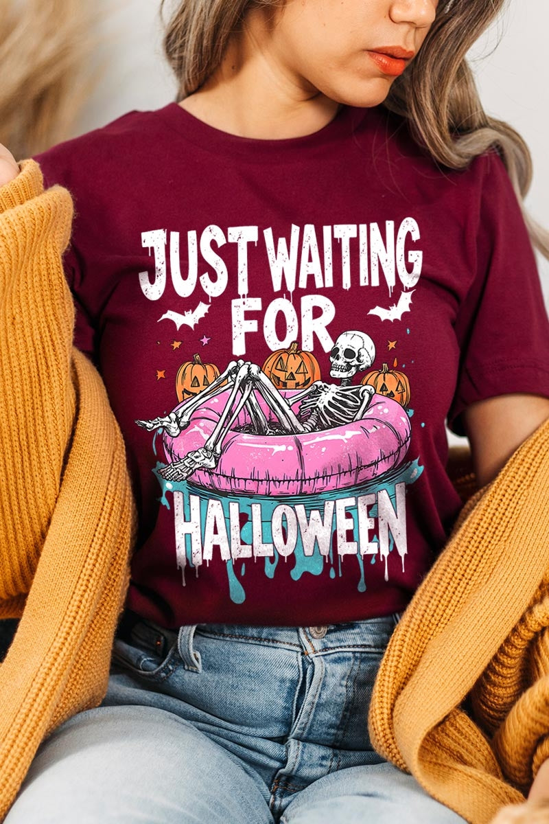 US3001-E3138 Just Waiting For Halloween Graphic Tee $12.5