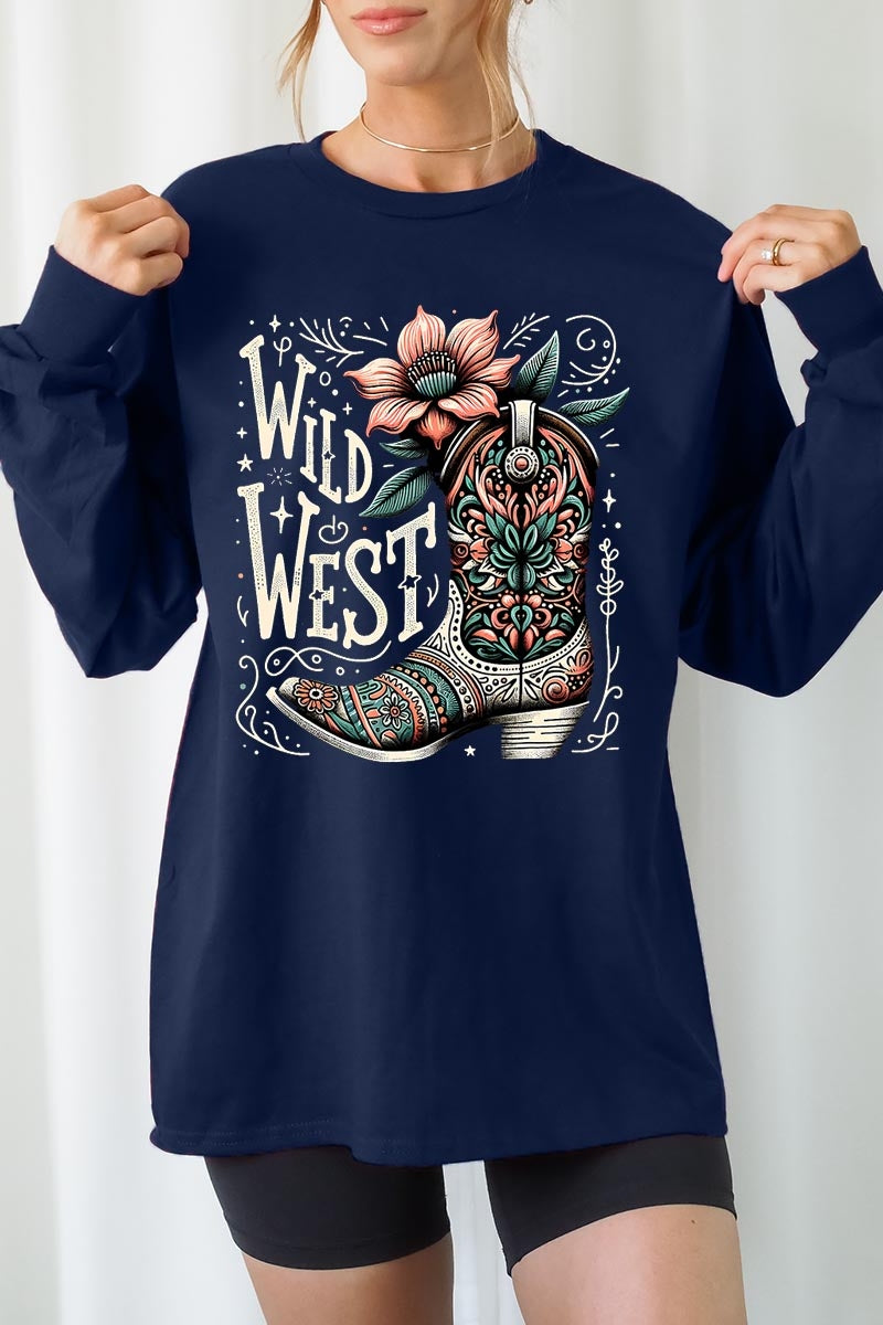 UL240P-E3100 Wild West Cowgirl Boot Plus Long Sleeve Tee $17