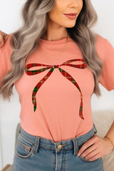 US3001P-E3211 Red Bow Christmas Graphic Plus Tee $16
